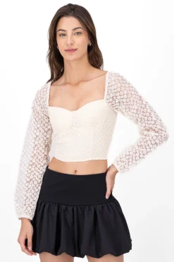 Topa bordado manga larga con copas