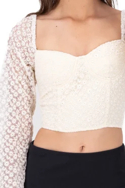 Topa bordado manga larga con copas