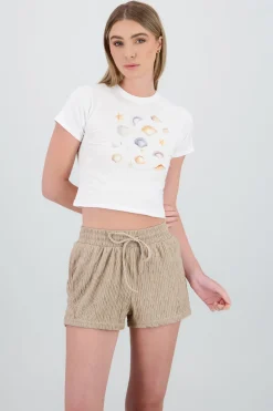 T-shirt manga corta estampado de conchas