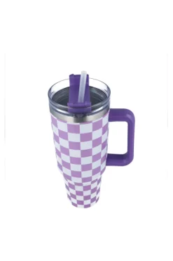 Vaso Térmico Asa Estampado Cuadros