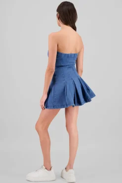 Vestido denim tableada
