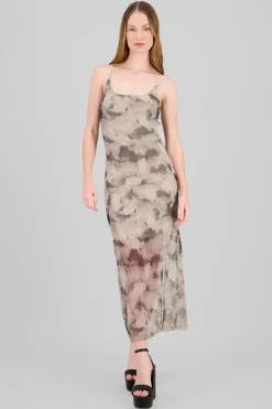 Vestido estampado maxi brillo