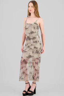 Vestido estampado maxi brillo