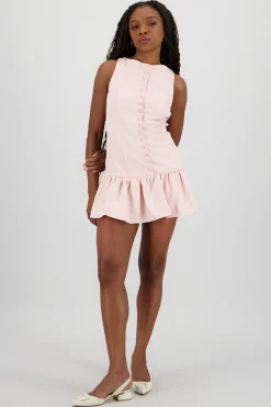 Vestido liso con botones tipo skater