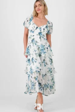 Vestido maxi capas estampado flores