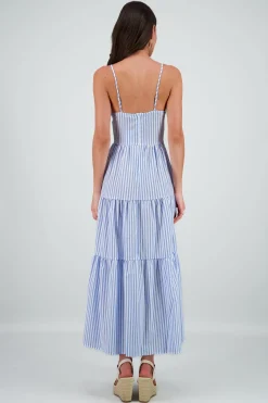 Vestido maxi con rayas con tirantes