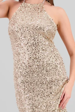 Vestido maxi de lentejuelas halter