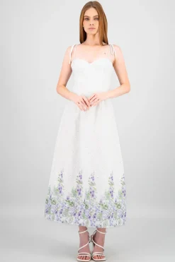 Vestido maxi eyelet estampado Hypsters