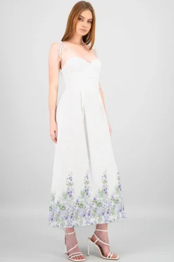 Vestido maxi eyelet estampado Hypsters