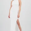 Vestido maxi halter drapeado