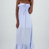 Vestido maxi olan con tirantes