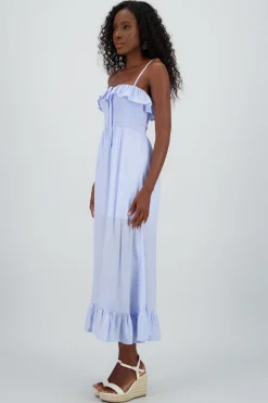 Vestido maxi olan con tirantes