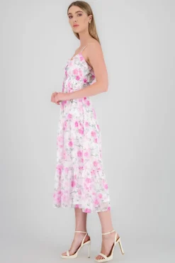 Vestido maxi olanes etampado flores