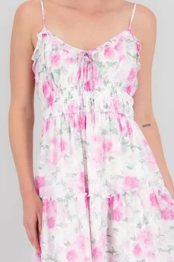 Vestido maxi olanes etampado flores