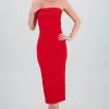 Vestido maxi strapless drapeado hypsters