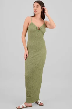 Vestido maxi texturas tirantes aro