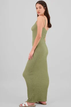 Vestido maxi texturas tirantes aro