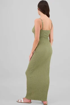 Vestido maxi texturas tirantes aro