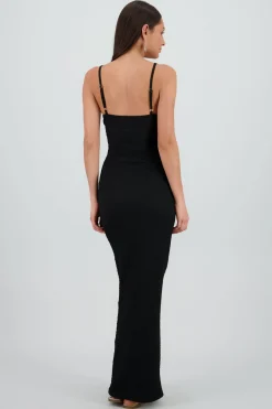 Vestido maxi texturas tirantes aro