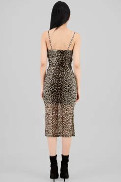 Vestido maxi tirantes animal print