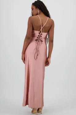 Vestido maxi tirantes drapeado