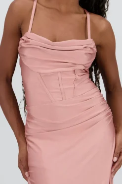 Vestido maxi tirantes drapeado