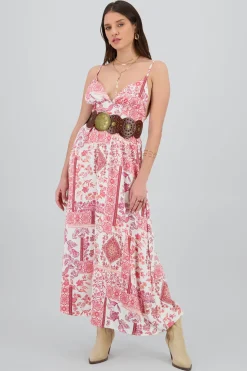 Vestido maxi tirantes estampado flores