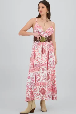 Vestido maxi tirantes estampado flores