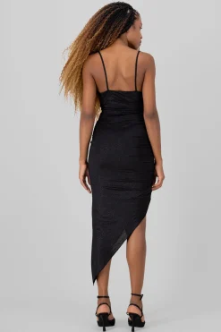 Vestido midi asimetrico brillos