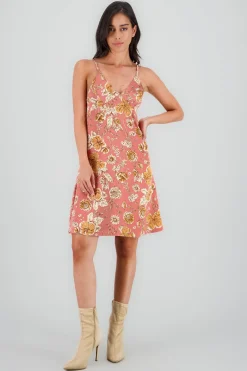 Vestido midi escote v tirantes efecto satin