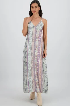 Vestido midi escote v tirantes