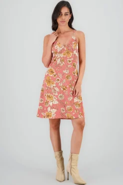 Vestido midi escote v tirantes efecto satin