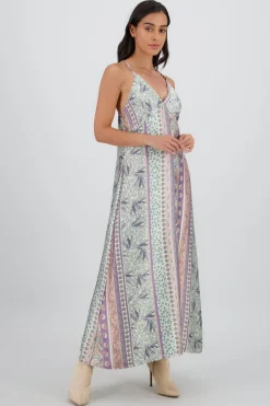 Vestido midi escote v tirantes