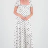 Vestido midi estampado polka