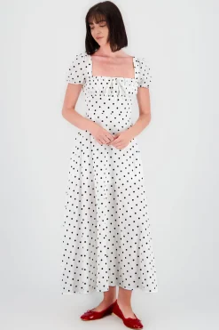 Vestido midi estampado polka