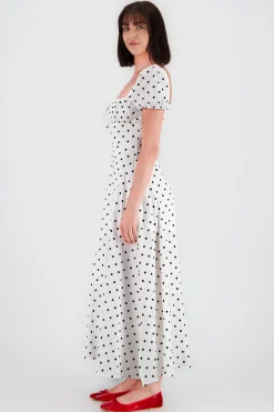 Vestido midi estampado polka