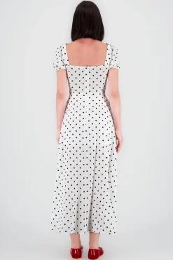 Vestido midi estampado polka