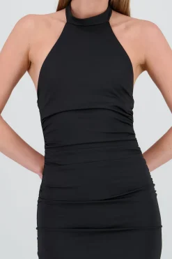 Vestido midi halter drapeado