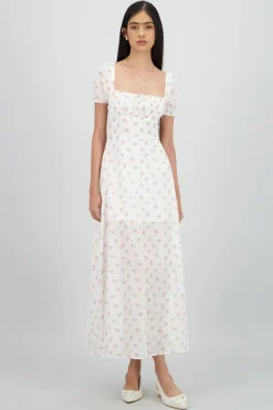 Vestido midi mini flores textura