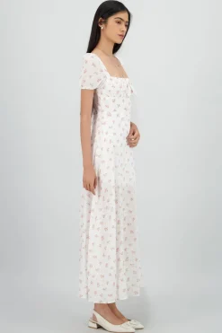 Vestido midi mini flores textura