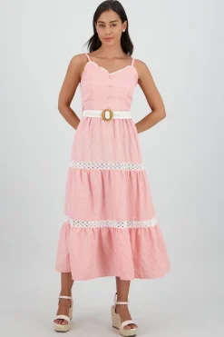 Vestido midi olanes detalle cinturon