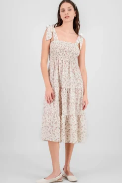 Vestido midi smock florecitas