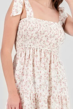 Vestido midi smock florecitas