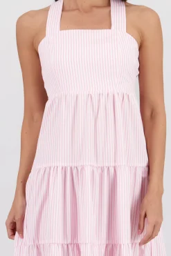 Vestido midi tirantes gruesos olanes