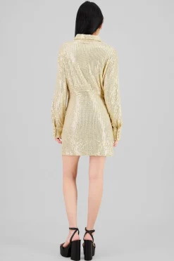 Vestido mini brillos manga larga