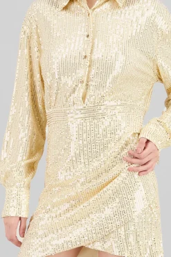 Vestido mini brillos manga larga