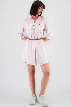 Vestido Mini Camisero Estampado Rayas