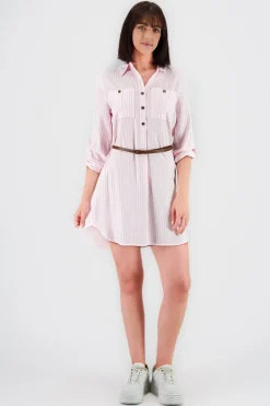 Vestido Mini Camisero Estampado Rayas