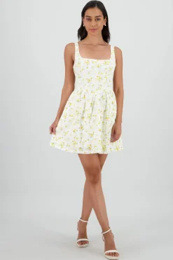 Vestido mini corset estampado flores