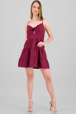 Vestido mini detalle moños olanes